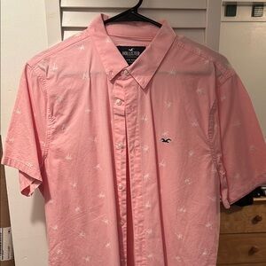 Hollister Pink Casual Button Down Shirt Lightweight Cotton